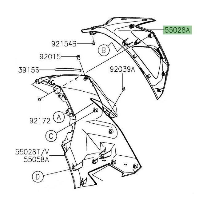 Entourage clignotants droit Kawasaki Ninja 400 (2018-2024) | Réf. 550280638