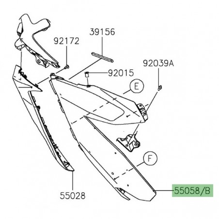 Flanc de carénage gauche peint Kawasaki Ninja 400 (2018-2020) | Moto Shop 35