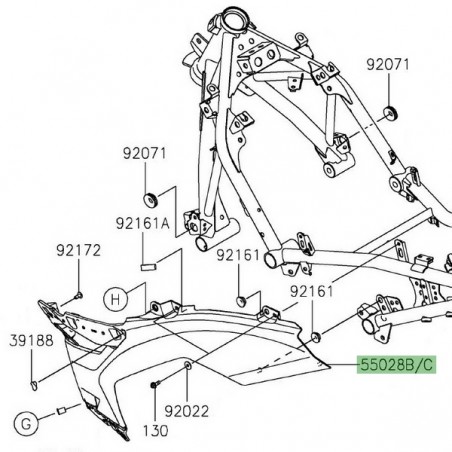 Flanc de carénage inférieur gauche Kawasaki Ninja 400 (2018-2020) | Moto Shop 35