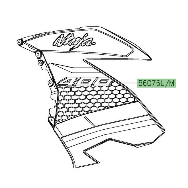 Autocollant "400" flanc de carénage Kawasaki Ninja 400 KRT (2020) | Réf. 560750591 - 560750592