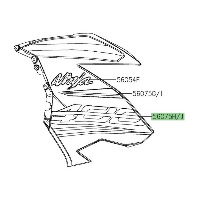 Autocollant 400 flanc de carénage Kawasaki Ninja 400 KRT (2018-2020) |  Moto Shop 35