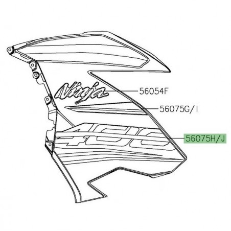 Autocollant "400" flanc de carénage Kawasaki Ninja 400 KRT (2018-2019) | Réf. 560754234 - 560754236