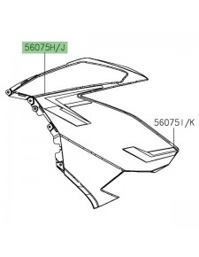 Autocollant supérieur flanc de carénage Kawasaki Ninja 400 gris (2019) | Réf. 560757663 - 560757655