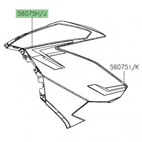 Autocollant supérieur flanc de carénage Kawasaki Ninja 400 gris (2019) | Réf. 560757663 - 560757655