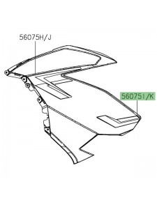 Autocollant inférieur flanc de carénage Kawasaki Ninja 400 gris (2019) | Réf. 560757664 - 560757666