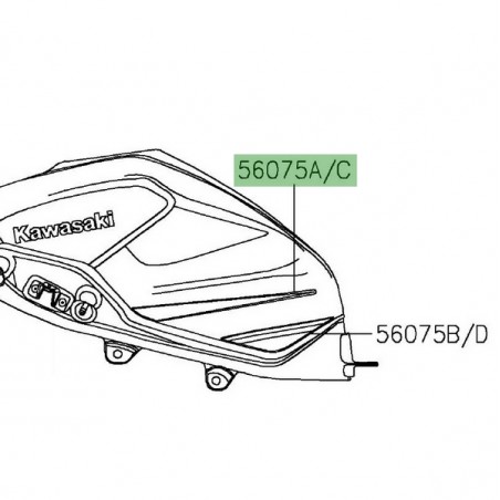 Autocollant supérieur de réservoir Kawasaki Ninja 400 KRT (2018-2019) | Réf. 560754227 - 560754229