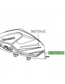 Autocollant inférieur de réservoir Kawasaki Ninja 400 KRT (2018-2019) | Réf. 560754228 - 560754230