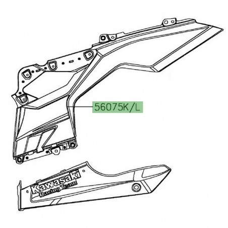 Autocollant inférieur flanc de carénage inférieur Kawasaki Ninja 400 KRT (2018-2019) | Réf. 560754237 - 560754238