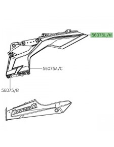 Autocollant supérieur flanc de carénage inférieur Kawasaki Ninja 400 gris (2019) | Réf. 560757667 - 560757668