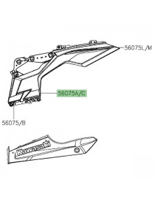 Autocollant inférieur (arrière) flanc de carénage inférieur Kawasaki Ninja 400 gris (2019) | Réf. 560757362 - 560757365