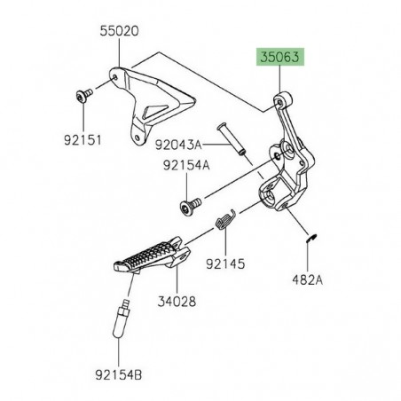 Platine repose-pied avant gauche Kawasaki Ninja 400 (2018-2023) | Réf. 350631407