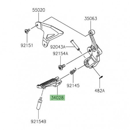 Repose-pieds avant gauche Kawasaki Ninja 400 (2018-2023) | Réf. 340280356
