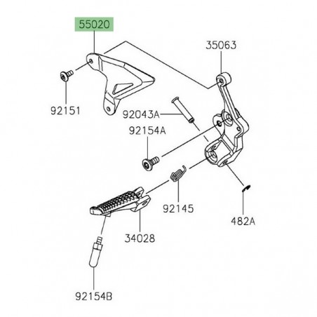 Protection de talon gauche repose-pied avant Kawasaki Ninja 400 (2018-2023) | Réf. 550202195