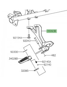 Platine repose-pied arrière gauche Kawasaki Ninja 400 (2018-2020) | Réf. 350631409