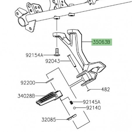 Platine repose-pied arrière gauche Kawasaki Ninja 400 (2018-2020) | Réf. 350631409