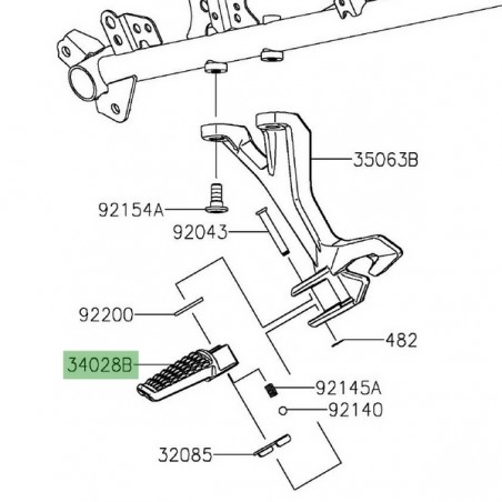Repose-pieds arrière gauche Kawasaki Ninja 400 (2018-2023) | Réf. 340280366