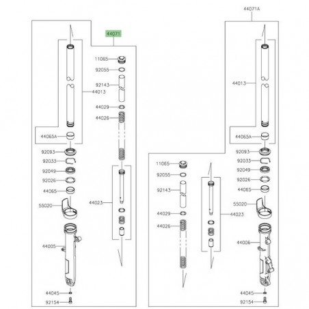 Bras de fourche gauche Kawasaki Ninja 400 (2018-2020) | Réf. 44071129522Q