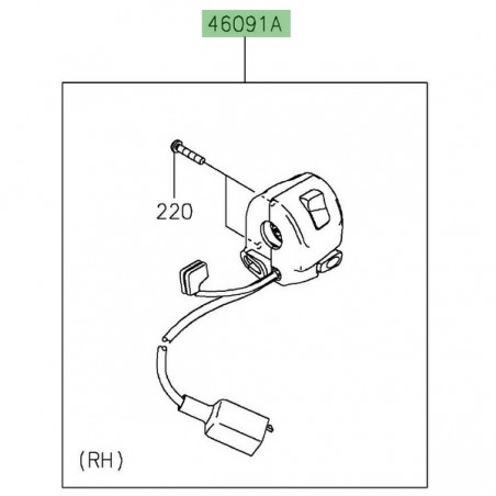 Commodo droit Kawasaki Ninja 400 (2018-2020) | Réf. 460910479