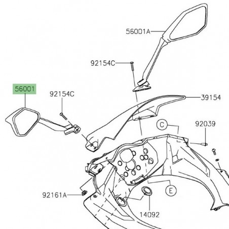 Rétroviseur gauche Kawasaki Ninja 400 (2018-2020) | Réf. 560010378