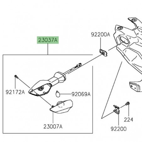 Clignotant arrière gauche Kawasaki Ninja 400 (2018-2020) | Réf. 230370538
