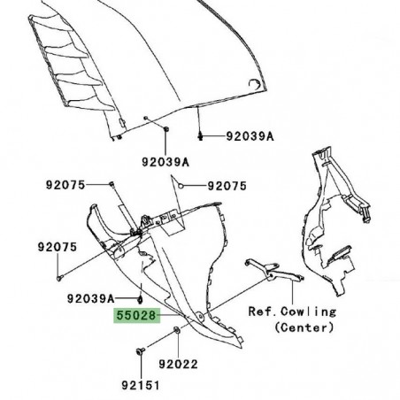 Demi-sabot gauche Kawasaki GTR 1400 (2010-2016) | Réf. 55028033018T