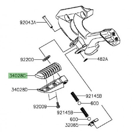 Caoutchouc repose-pieds arrière Kawasaki GTR 1400 (2015-2016) | Réf. 340280133