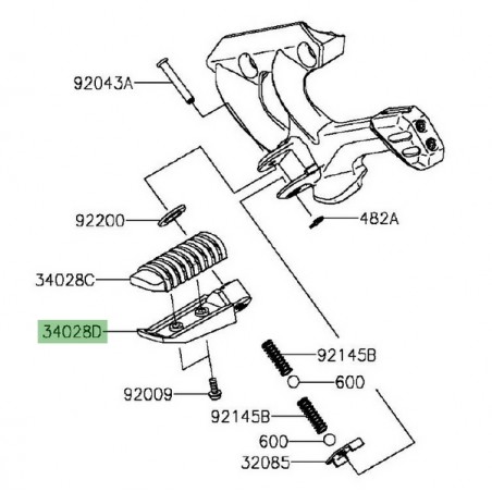 Repose-pieds arrière gauche Kawasaki GTR 1400 (2015-2016) | Réf. 340280314
