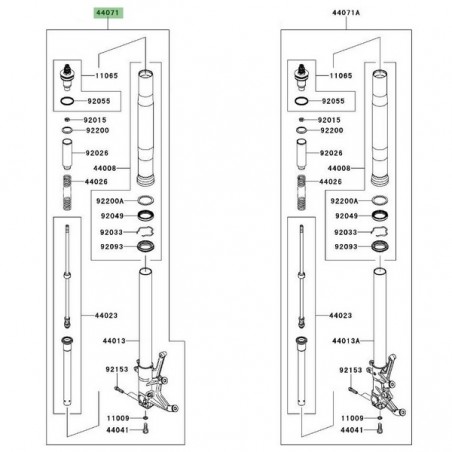 Bras de fourche gauche Kawasaki GTR 1400 (2010-2016) | Réf. 440715106 - 44071063550W