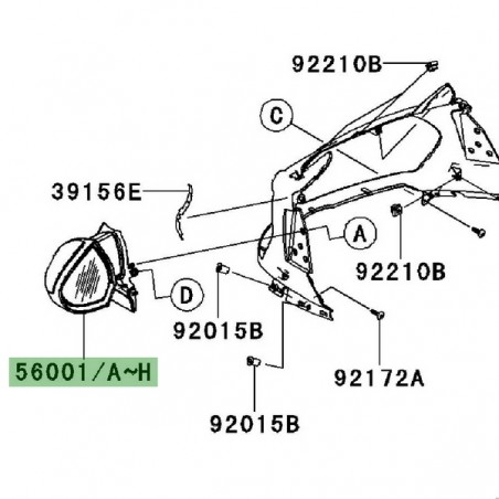 Rétroviseur gauche peint Kawasaki GTR 1400 (2010-2016) | Moto Shop 35