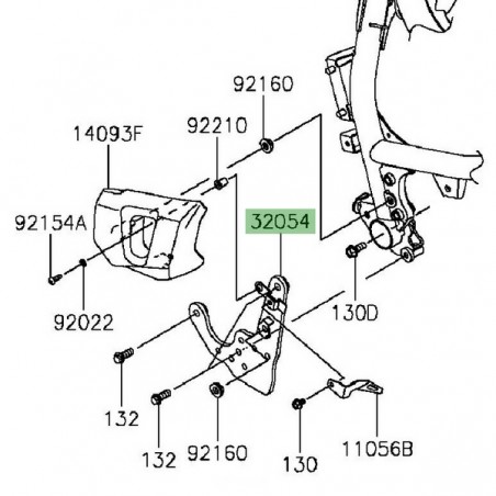 Support platine repose-pieds avant gauche Kawasaki Vulcan S (2015-2020) | Réf. 320540075