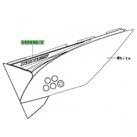 Autocollant coque arrière Kawasaki KLX 125 (2010) | Réf. 560690331 - 560690332