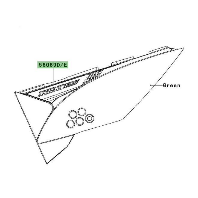 Autocollant coque arrière Kawasaki KLX 125 (2012) | Réf. 560691348 - 560691349