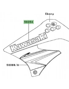Autocollant "Kawasaki" écope latérale Kawasaki KLX 125 (2010) | Réf. 560540572
