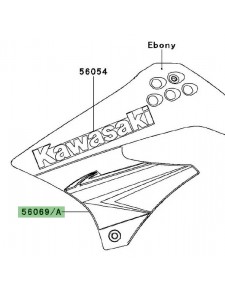 Autocollant inférieur écope latérale Kawasaki KLX 125 (2010) | Réf. 560690329 - 560690330