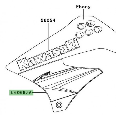 Autocollant inférieur écope latérale Kawasaki KLX 125 (2010) | Réf. 560690329 - 560690330