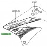 Autocollant inférieur écope latérale Kawasaki KLX 125 (2014) | Réf. 560694077 - 560694079