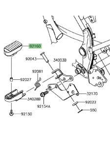 Caoutchouc repose-pieds avant gauche Kawasaki KLX 125 (2010-2016) | Réf. 921601401