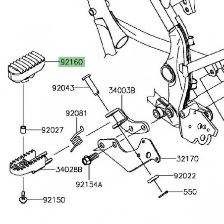 Caoutchouc repose-pieds avant gauche Kawasaki KLX 125 (2010-2016) | Réf. 921601401