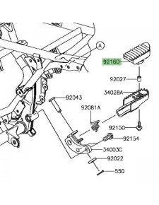 Caoutchouc repose-pieds avant droit Kawasaki KLX 125 (2010-2016) | Réf. 921601401
