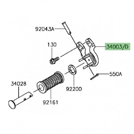 Platine repose-pieds arrière gauche Kawasaki KLX 125 (2010-2016) | Réf. 340030105458 - 340030147458