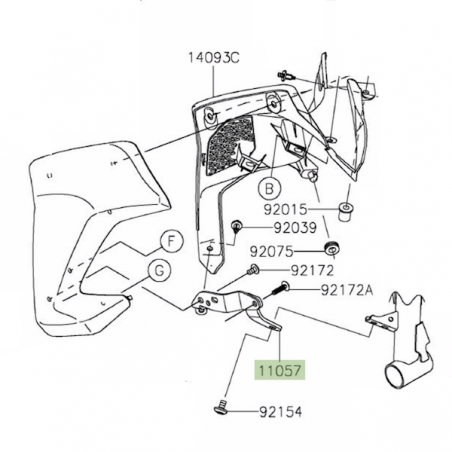 Patte de fixation écope de radiateur gauche Kawasaki Z900 (2017-2019) | Réf. 110570254