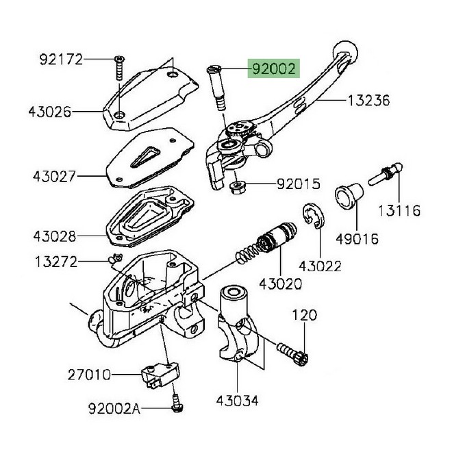 Vis axe de levier de frein Kawasaki 920021322 | Moto Shop 35