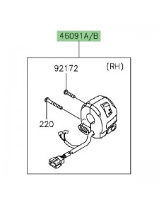 Commodo droit Kawasaki KLX 125 (2010-2016) | Réf. 460910178 - 460910242 - 460910273