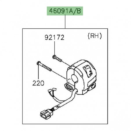 Commodo droit Kawasaki KLX 125 (2010-2016) | Réf. 460910178 - 460910242 - 460910273