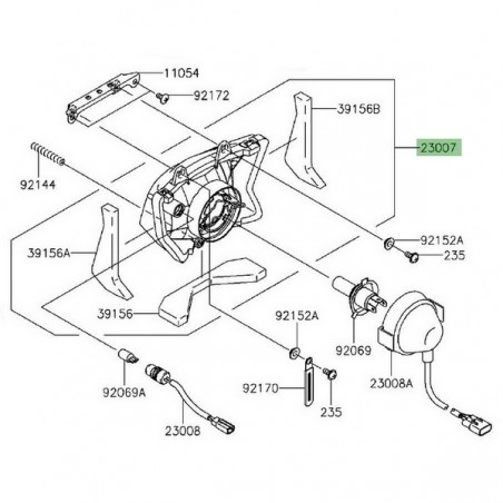 Optique de phare avant Kawasaki KLX 125 (2010-2016) | Réf. 230070179