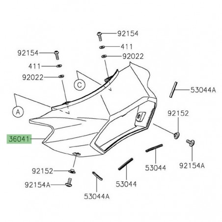 Entourage de feu arrière Kawasaki Versys 1000 (2019-2024) | Réf. 360410048