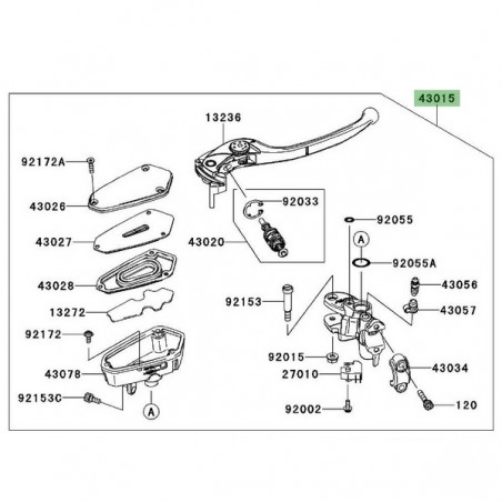 Maître-cylindre avant d'origine Kawasaki Z750R (2011-2012) | Réf. 430150136