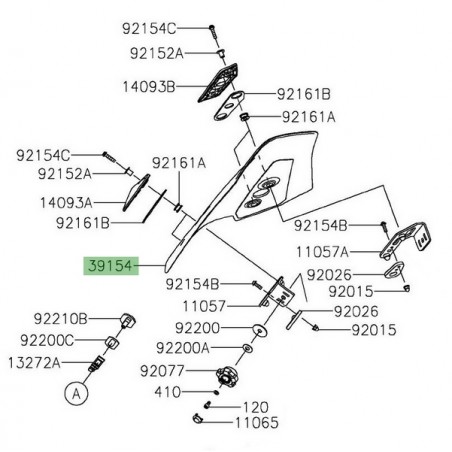 Pare-brise d'origine Kawasaki Versys 1000 (2019-2024) | Réf. 391540361
