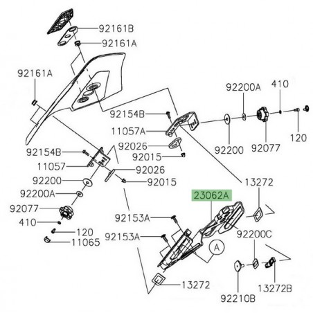 Support pare-brise d'origine Kawasaki Versys 1000 (2019-2021) | Réf. 230621203