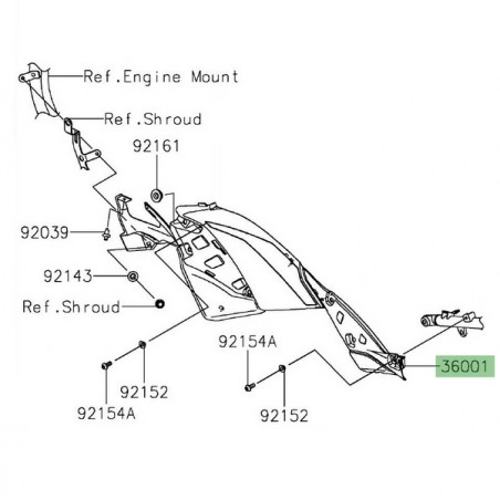 Habillage sous réservoir gauche Kawasaki Versys 1000 (2019-2024) | Réf. 360010691